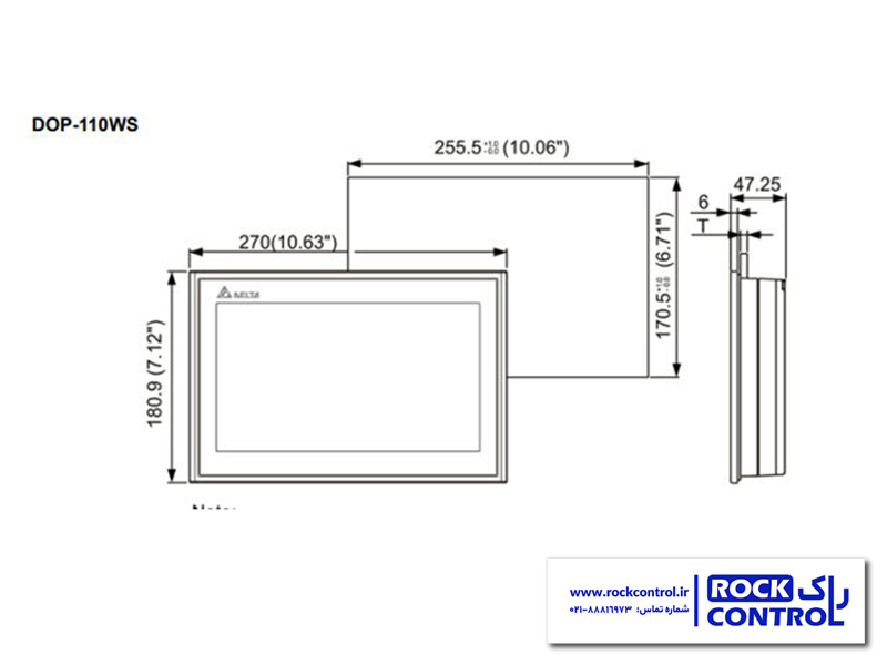 ابعاد اچ ام آی DOP-110WS دلتا