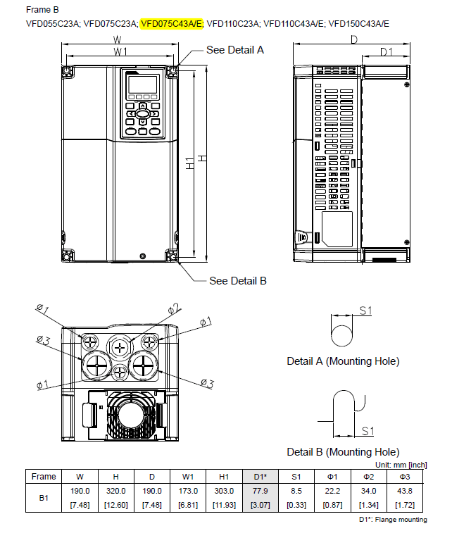 VFD075C43A-ابعاد