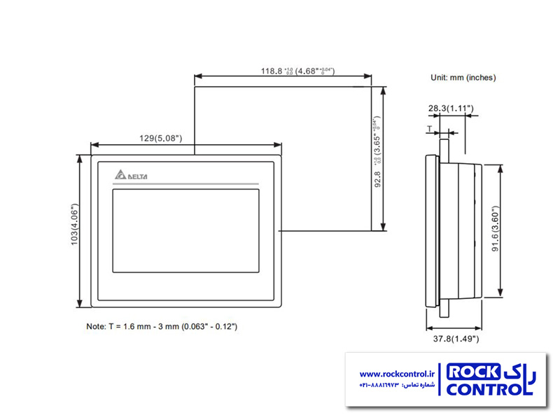 ابعاد اچ ام آی DOP-103SQ دلتا