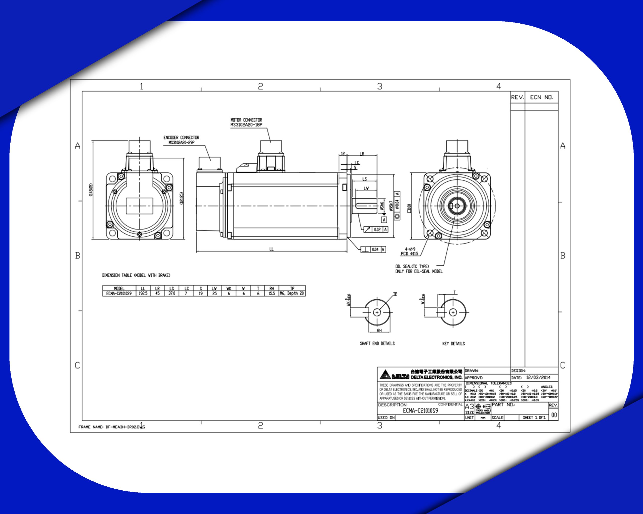 ساختار سروو موتور دلتا ECMA-C21010S9
