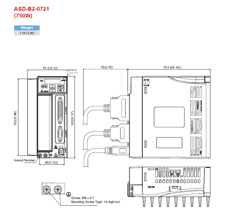 ابعاد سروو دلتا ASD-B2-0721-B