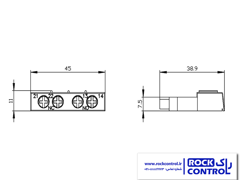 ابعاد کنتاکت کمکی کلید حرارتی زیمنس کد 3RV2901-1E