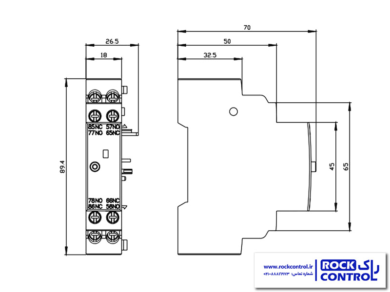 ابعاد سیگنال خطا کلید حرارتی زیمنس کد 3RV2921-1M