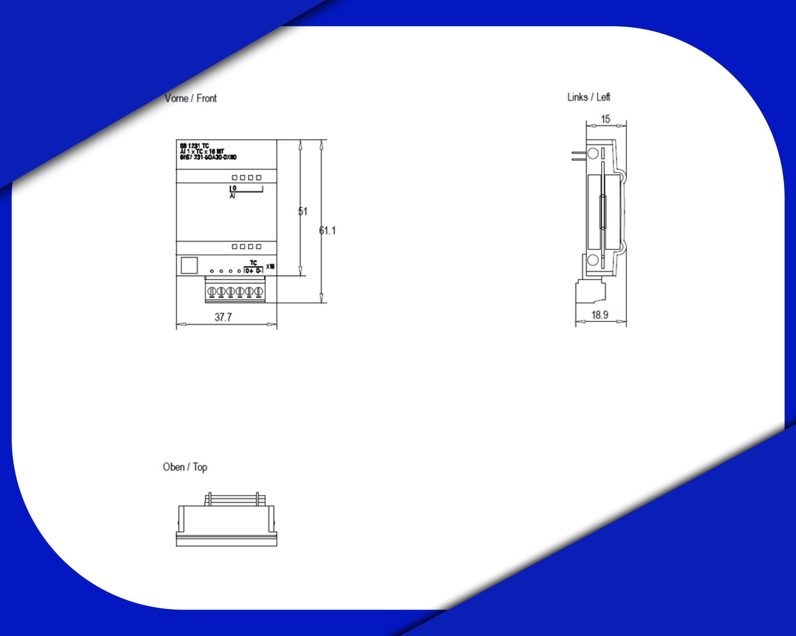 ابعاد ماژول ورودی آنالوگ زیمنس کد 6ES7231-5QA30-0XB0