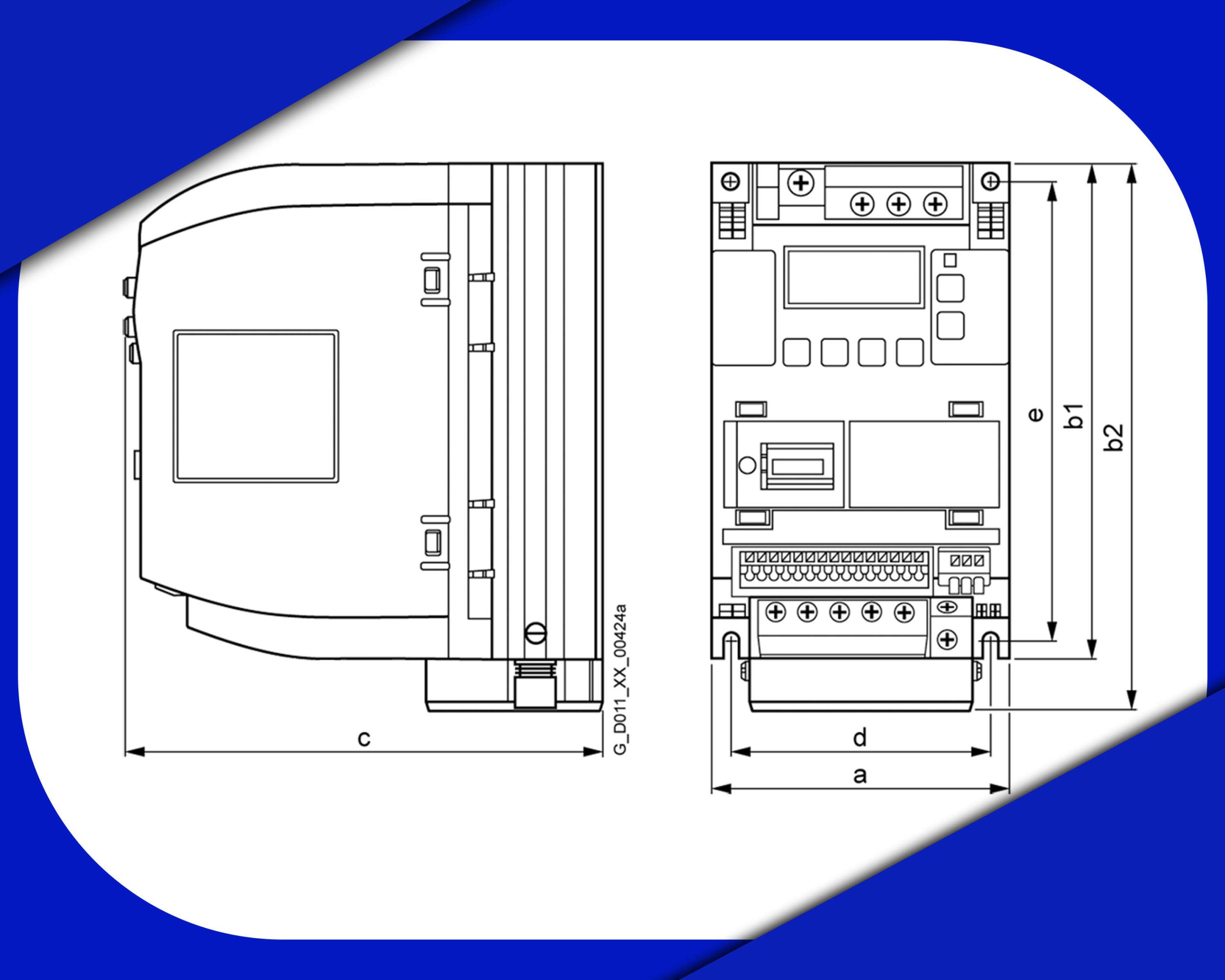 ابعاد فریم اینورتر زیمنس کد ۶SL3210-5BB12-5UV1