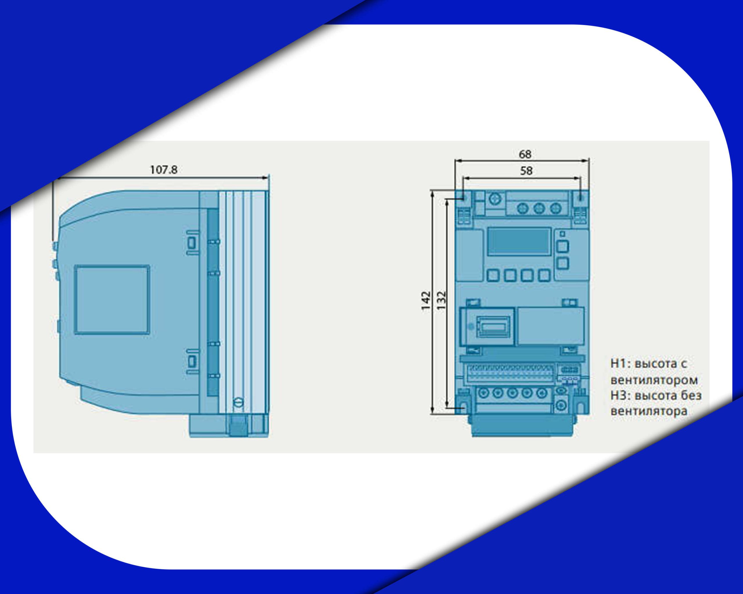 ابعاد اینورتر زیمنس کد ۶SL3210-5BB13-7UV1