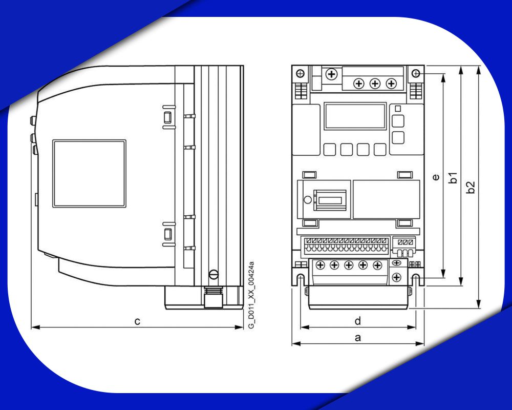 ابعاد اینورتر تک فاز زیمنس کد 6SL3210-5BB21-1UV1