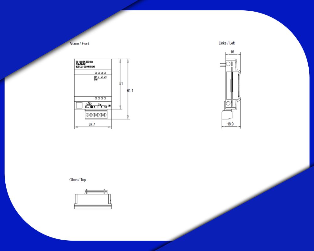 ابعاد ماژول ورودی دیجیتال زیمنس کد 6ES7221-3BD30-0XB0