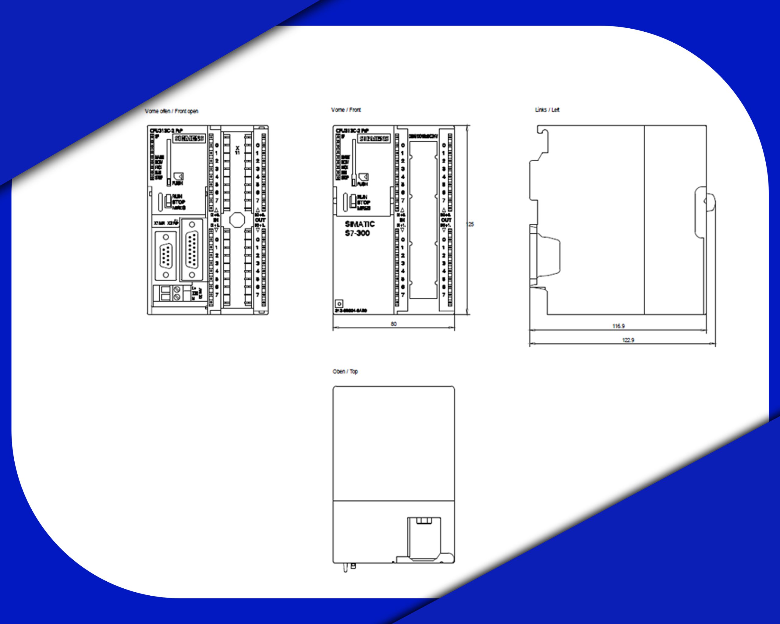 ابعاد SIEMENS PLC کد فنی 6ES7313-6BG04-0AB0