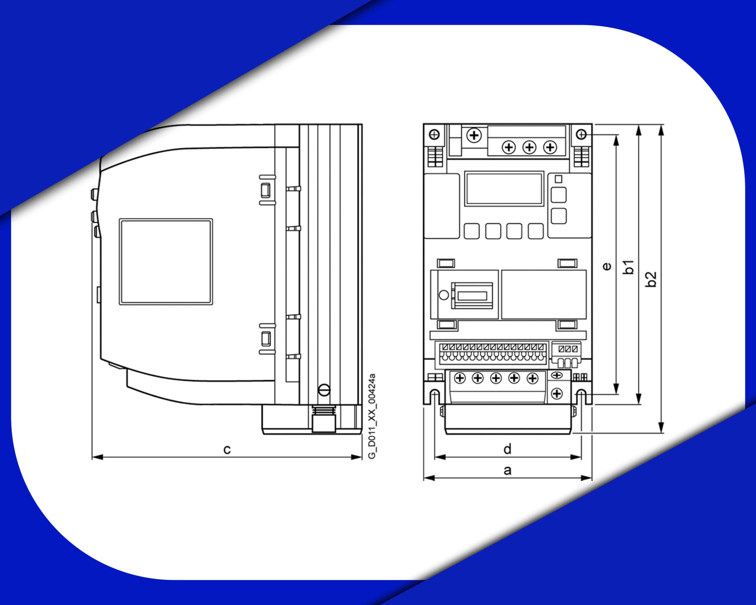 ابعاد اینورتر زیمنس کد فنی 6SL3210-5BB11-2AV0