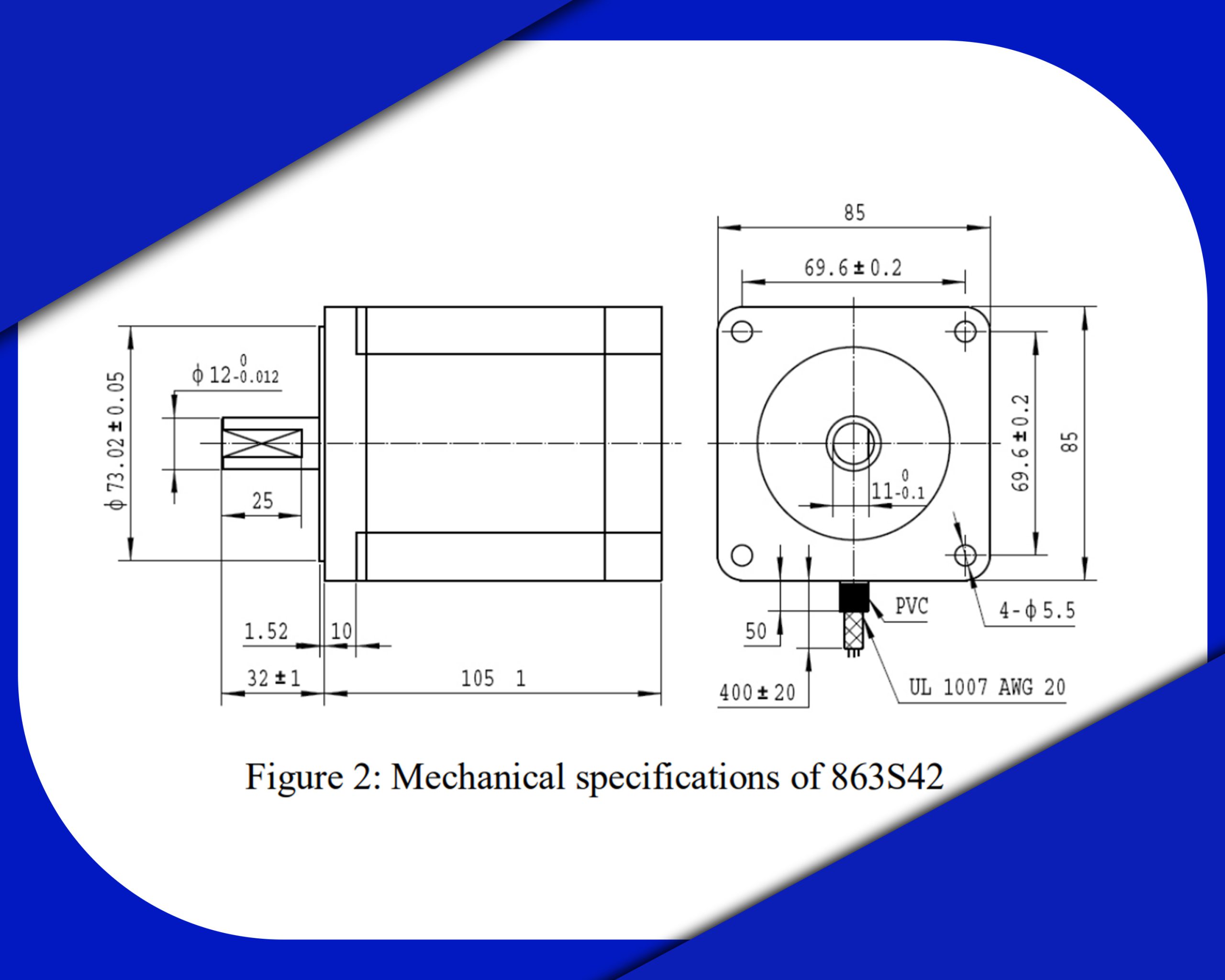 ابعاد استپ موتور لیدشاین کد 863S42