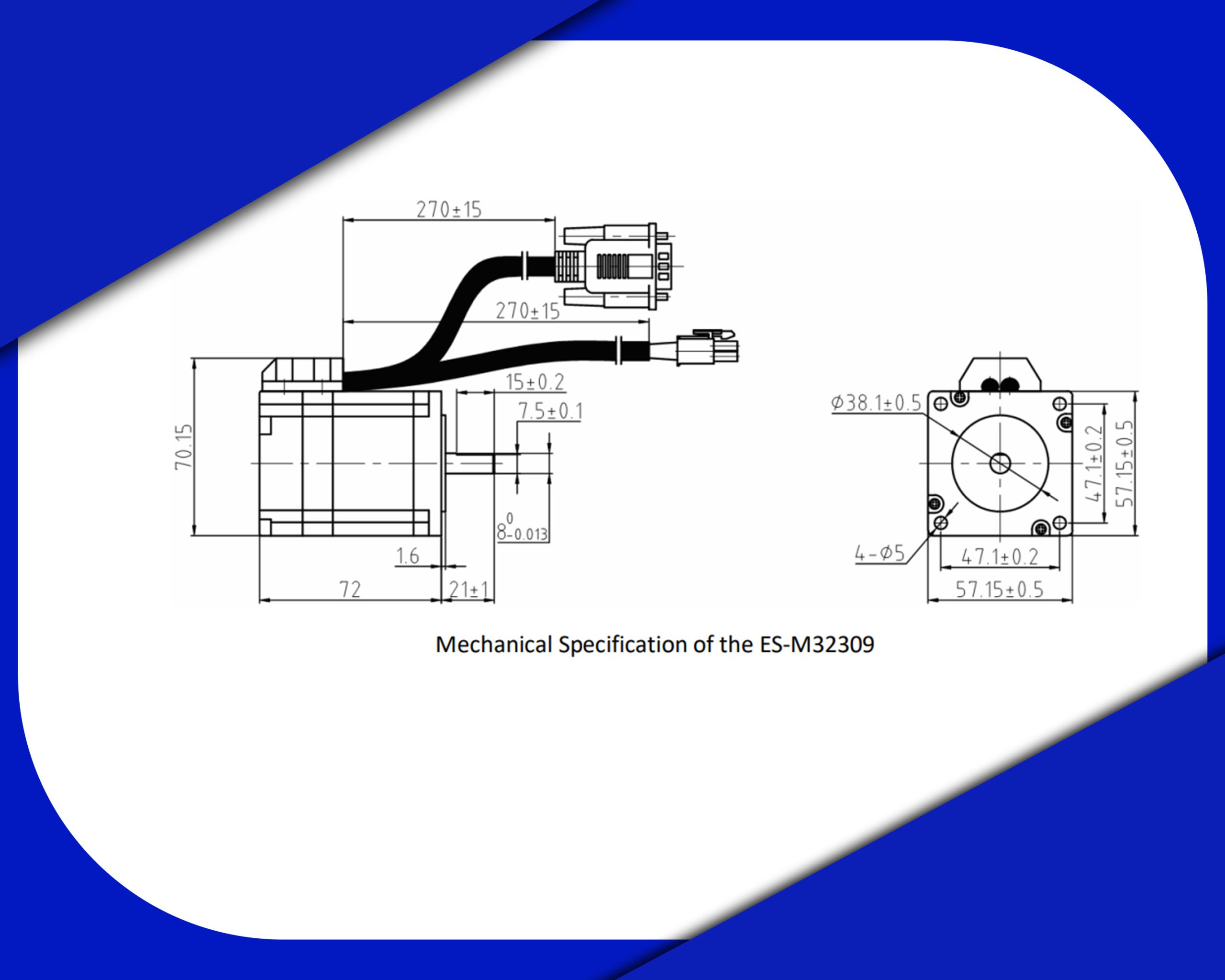 ابعاد استپ موتور لیدشاین کد ES-M32309