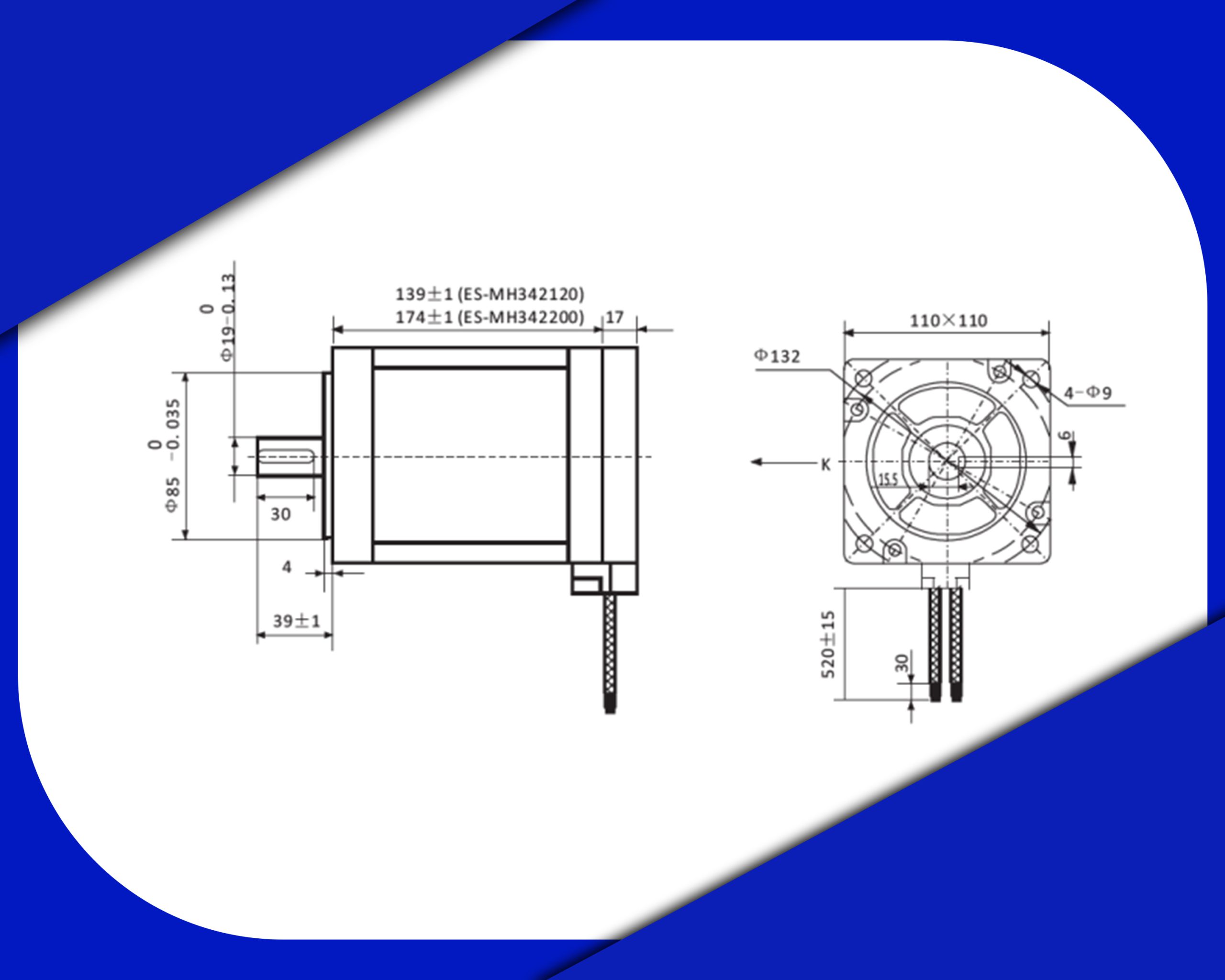 ابعاد استپ موتور لیدشاین کد ES-MH342120